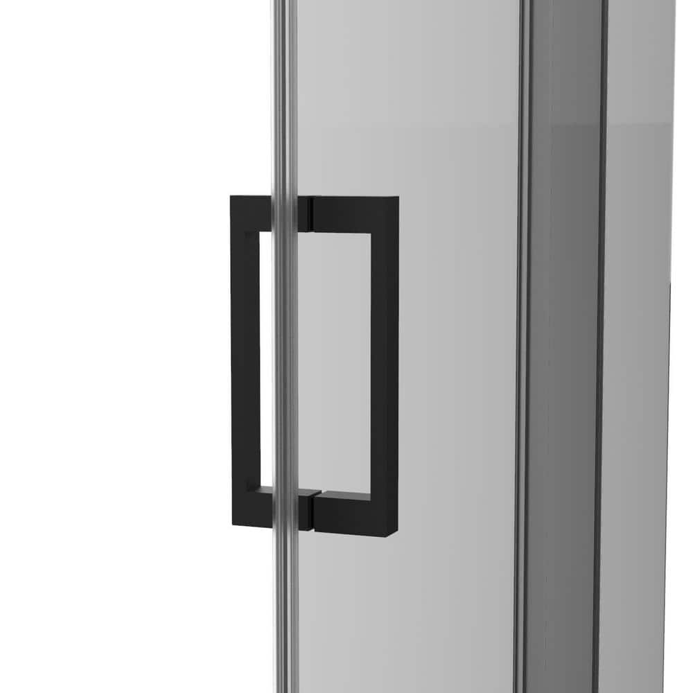 60'' Matte Black Frameless Sliding Shower Enclosure with Clear Glass
