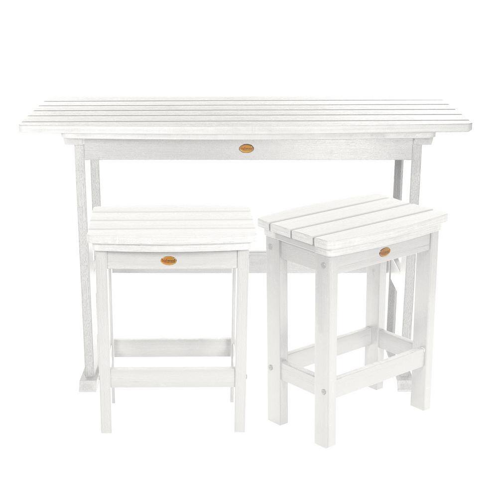 Highwood Lehigh White 3-Piece Plastic Rectangular Counter Height Outdoor Dining Set -  AD-KITBALC1-WHE