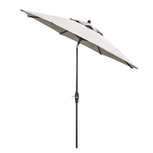 9 ft. Aluminum Auto Tilt Market Patio Umbrella in Cast Shale with Brown Pole