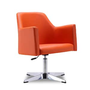 Pelo Orange and Polished Chrome Faux Leather Adjustable Height Swivel Accent Chair
