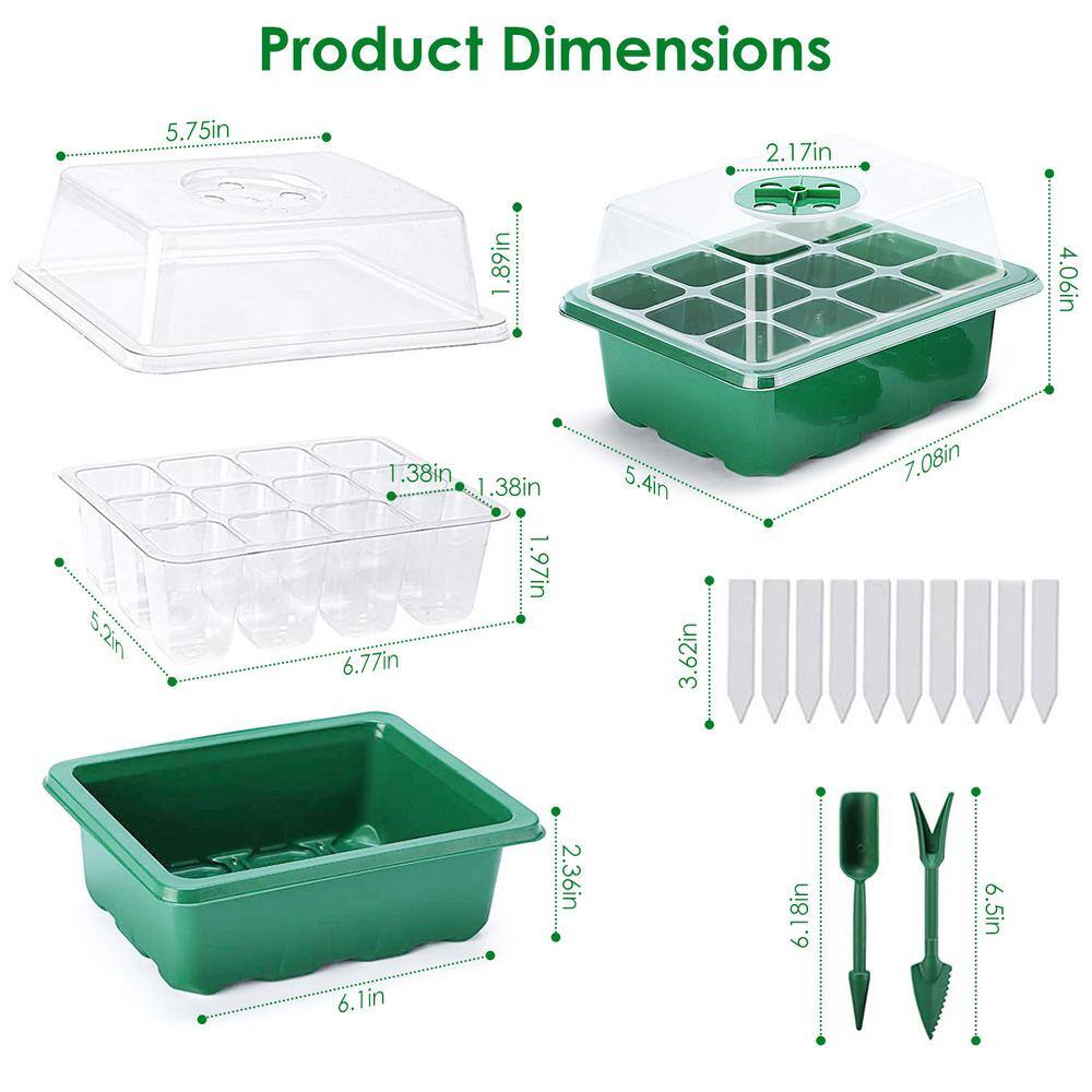 Green Plastic Seed Starter Tray Kit with Humidity Dome