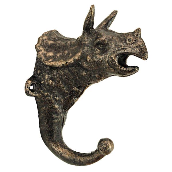 Design Toscano 6 in. x 3 in. Triceratops Decorative Dinosaur Foundry Cast Iron Wall Hook