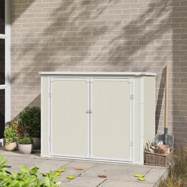 4.7ft. W x 2.5ft. D Plastic Shed with Hydraulic Gas Springs and Double Door (11.75 sq. ft.)