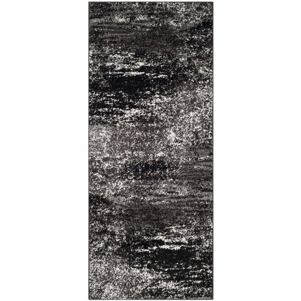 SAFAVIEH Adirondack Silver/Black 3 ft. x 6 ft. Solid Distressed Runner ...
