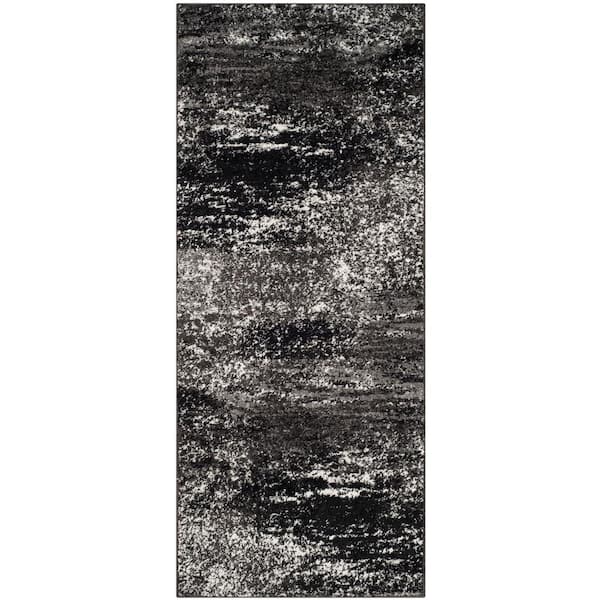 SAFAVIEH Adirondack Silver/Black 3 ft. x 6 ft. Solid Distressed Runner Rug