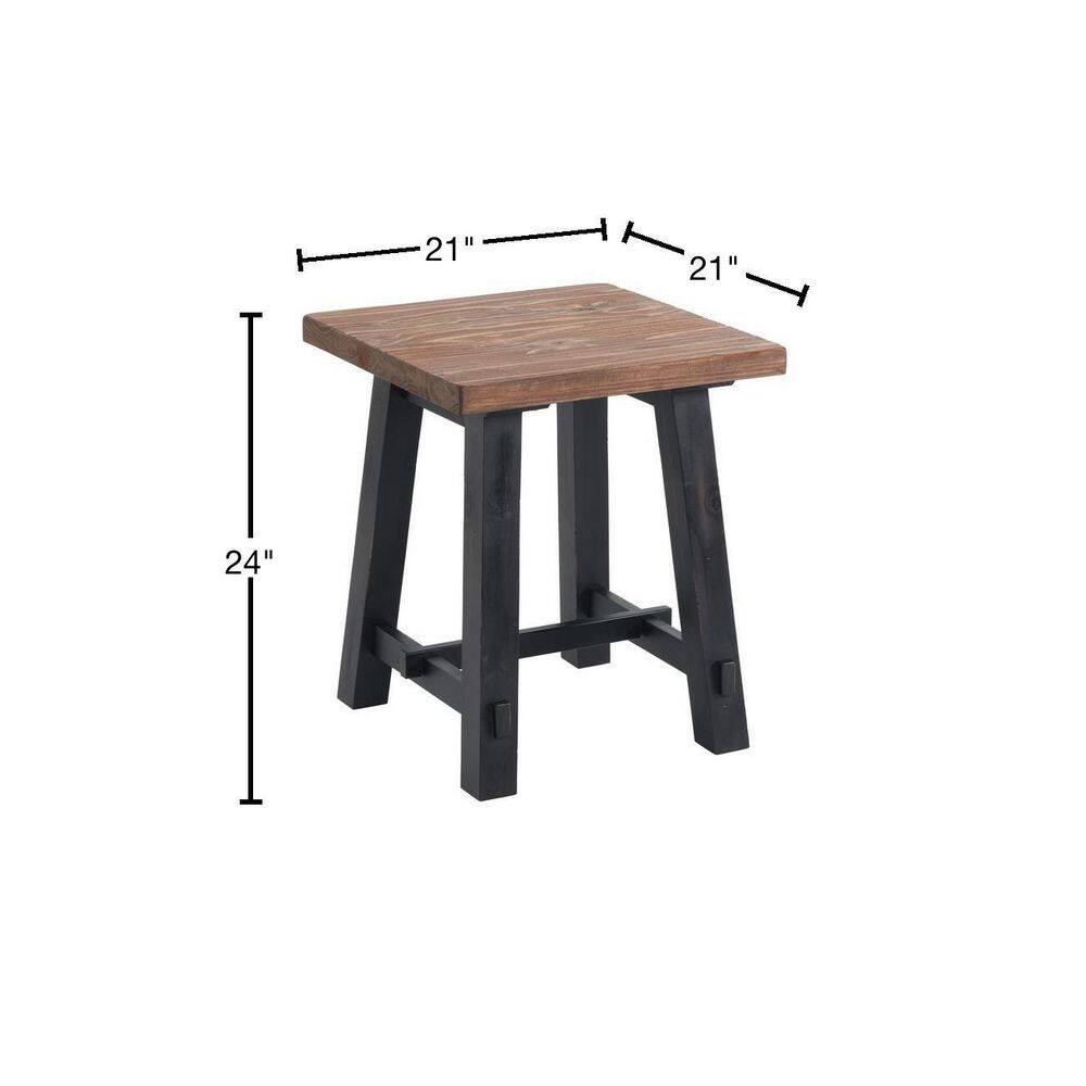 Adam 27" Natural and Black Solid Wood Side Table