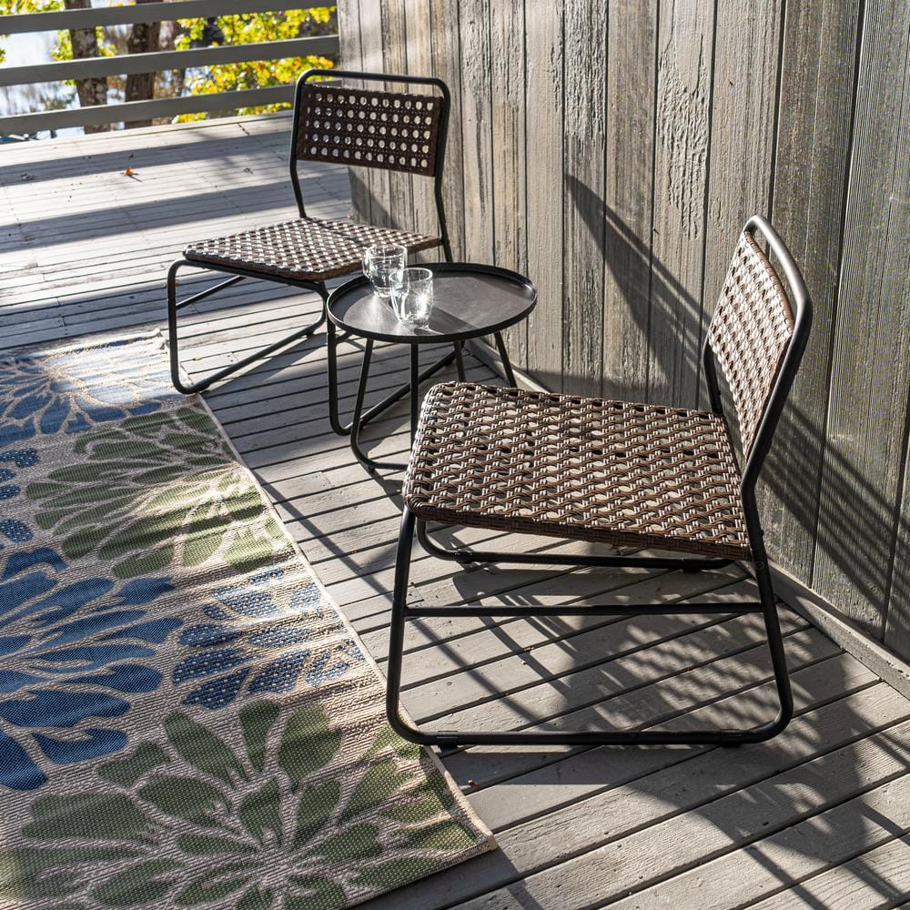 Freja 3-Piece Black and Brown Faux Rattan Outdoor Bistro Set