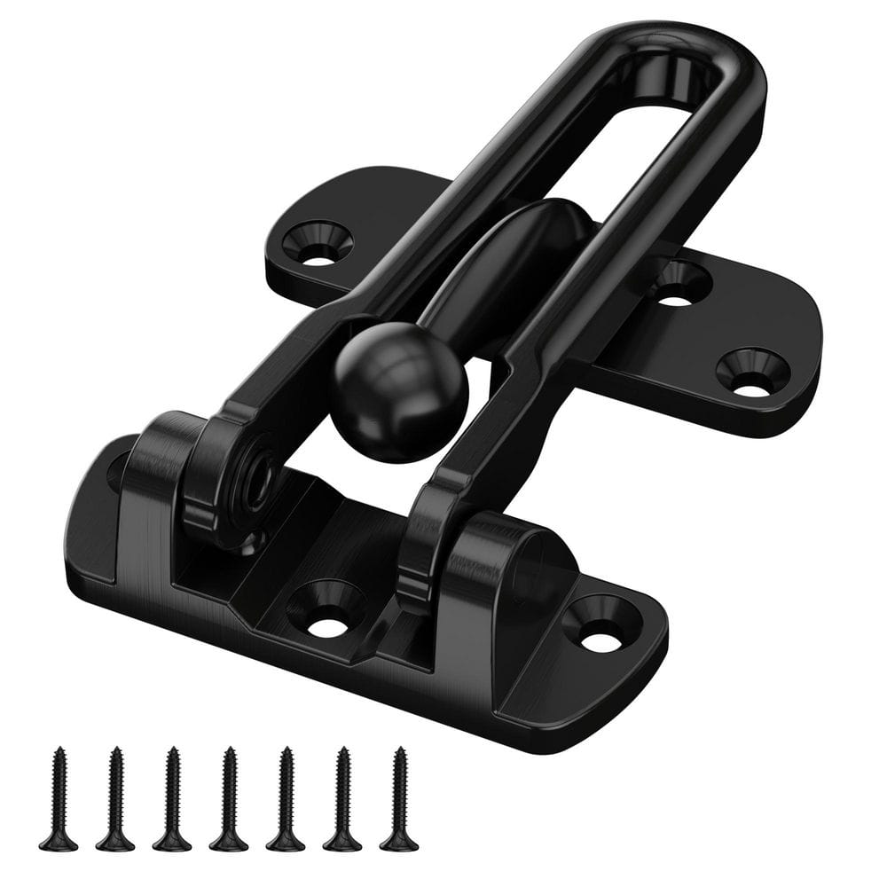 WINSOON Swing Bar Black Security Door Guard Hinged Bar Door Lock