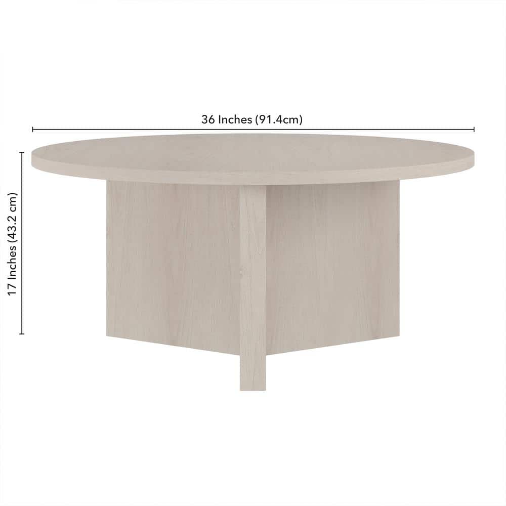 Anders 36" Round Alder White MDF Coffee Table