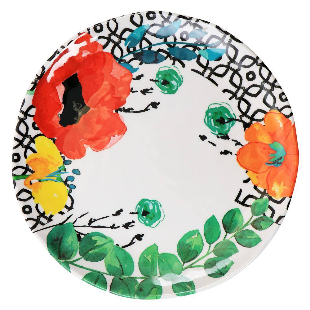 Grace Floral Multicolor Melamine 12-Piece Dinnerware Set