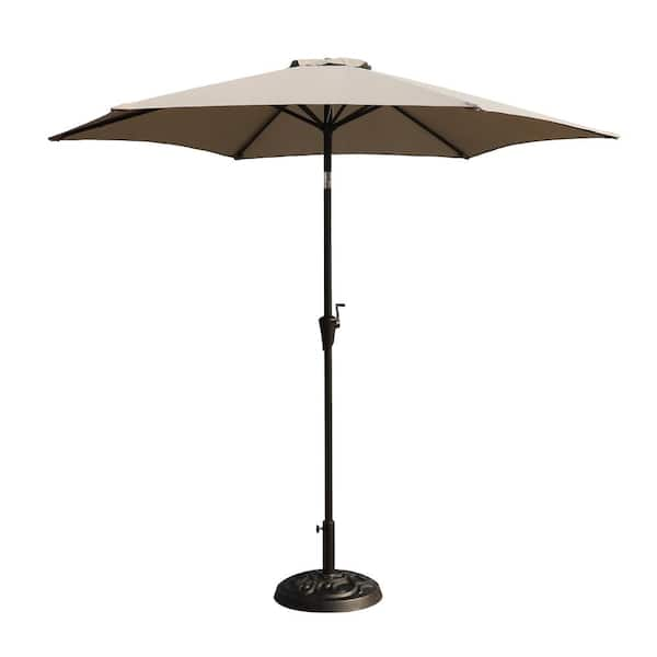 Zeus & Ruta 8.8 ft. Gray Aluminum Outdoor Patio Umbrella with Round ...