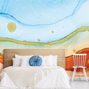 12 ft. x 9 ft. Splendor Sea Foam Peel and Stick Wallpaper Mural