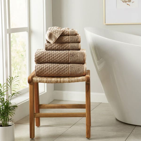 Mocha Ultra-Soft 100% Cotton Diamond Waffle 6-Piece Towel Set