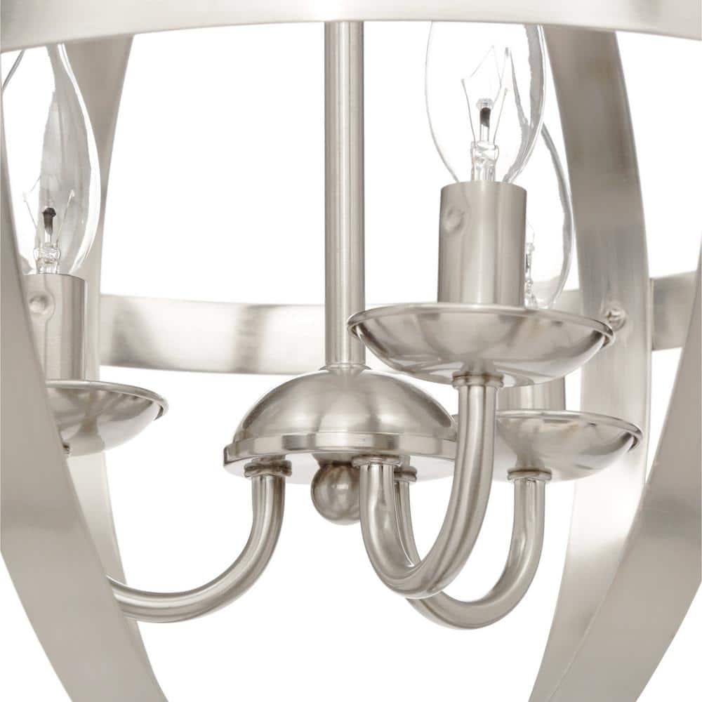 Elegant Stella Mira 15" Brushed Nickel Globe Chandelier with Industrial Charm