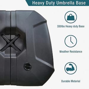 Square Patio Umbrella Base Water and Sand Filled in Black