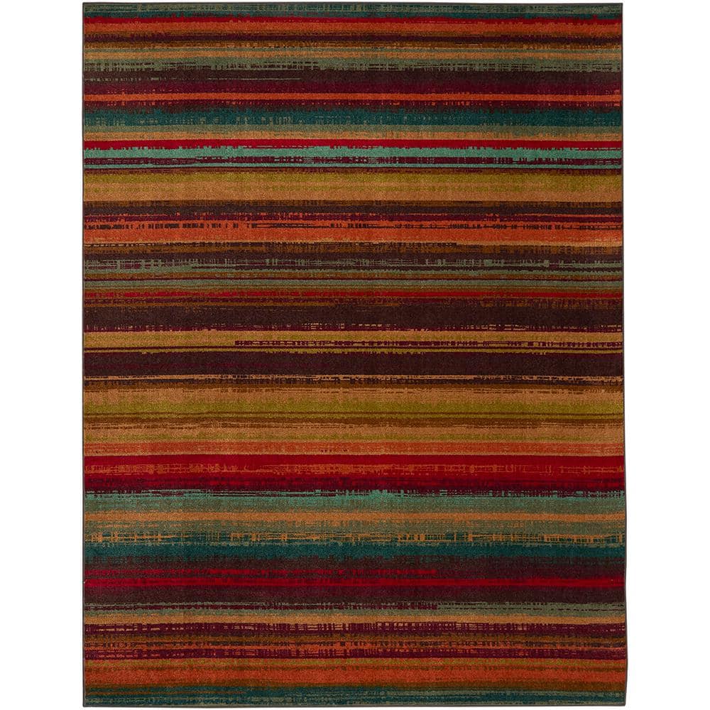 Large Multicolor Synthetic Tufted Stripe Area Rug