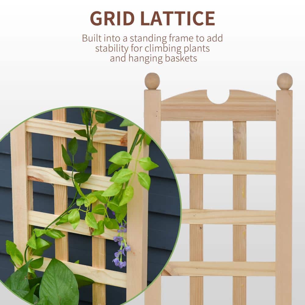 Natural Wood Raised Garden Bed with Trellis for Climbing Plants