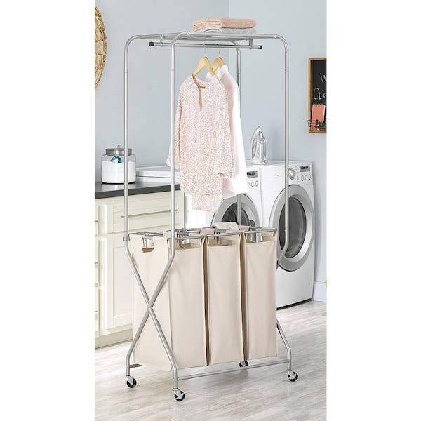 Easy Lift Chrome/Tan Triple Laundry Center