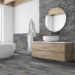 Longitude Slate Grey Matte 12 in. x 12 in. Square Matte Porcelain Floor and Wall Mosaic Tile (5 sq. ft./Case)
