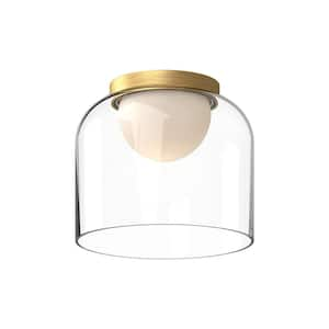 Cedar 8 in. 1 Light 13-Watt Brushed Gold/Clear Integrated LED Flush Mount