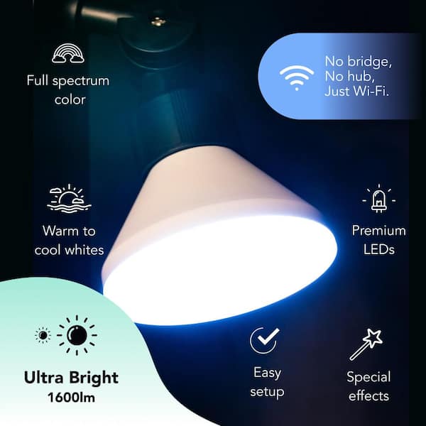 150-Watt Equivalent PAR38 Multi-Color 9000K Wi-Fi LED light Bulb Works w/Alexa/Hey Google/HomeKit Tunable White (1-Pack)