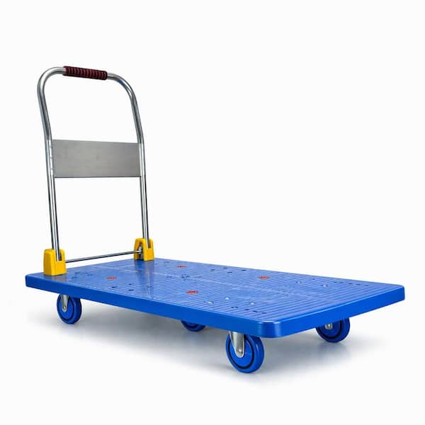 1320 lb. Capacity Heavy-Duty Foldable Platform Push Hand Truck with 5-Wheel Stability System and Reinforced Steel Deck