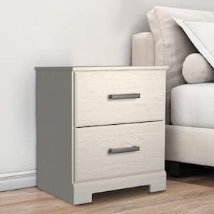 Oak White 2-Drawers Modern Rustic Composite Wood Nightstand (15.59 in. L x 20.04 in. W x 24.41 in. H)