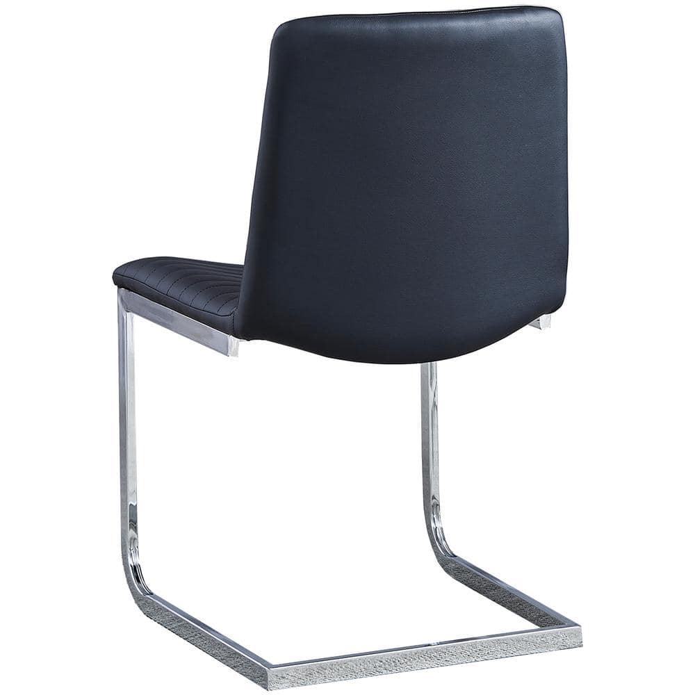 Blanca Low Back Black Faux Leather Side Chair with Metal Legs