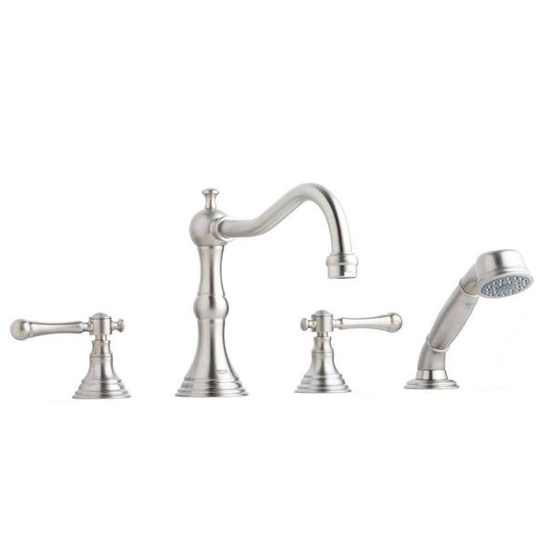 GROHE Bridgeford 2-Handle Deck-Mount Roman Bathtub Faucet in Brushed Nickel