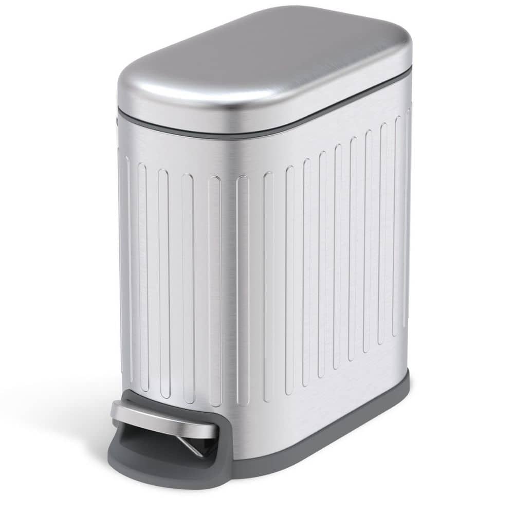 1.3 Gal. Slim Rectangular Stainless Steel Bathroom Trash Can with Soft-Close Lid and Step Pedal, Silver price history on PriceWatchPro