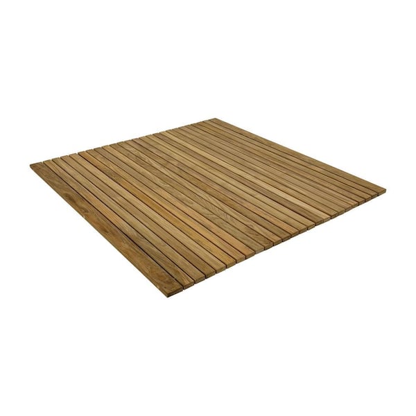 30 in. x 30 in. Natural Beige Teak Indoor and Outdoor Shower/Bathmat