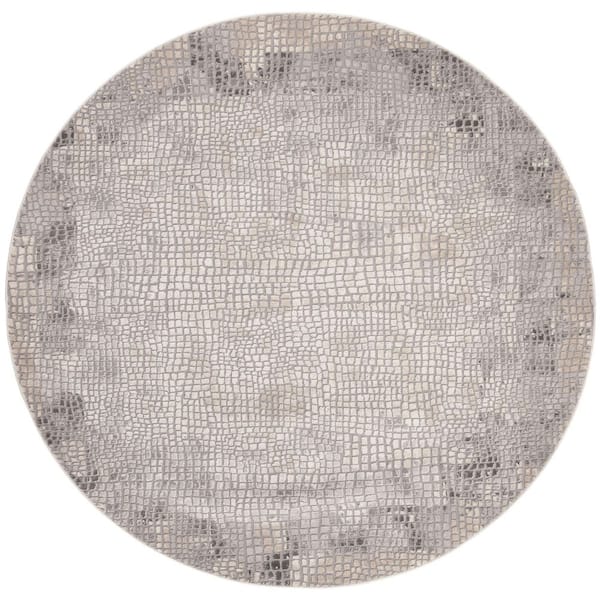 SAFAVIEH Meadow Taupe/Gray 7 ft. x 7 ft. Geometric Abstract Round Area Rug
