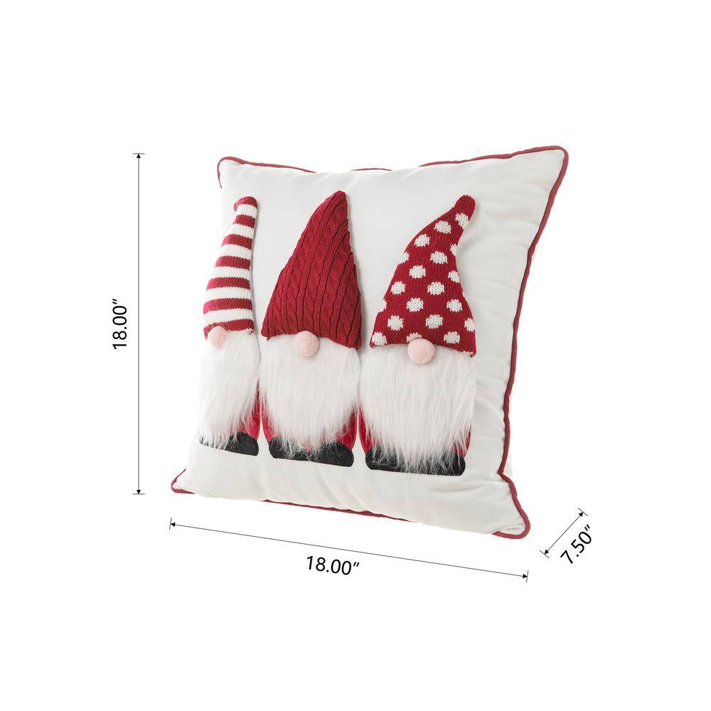 Festive Red and White Knitted Gnome Throw Pillow