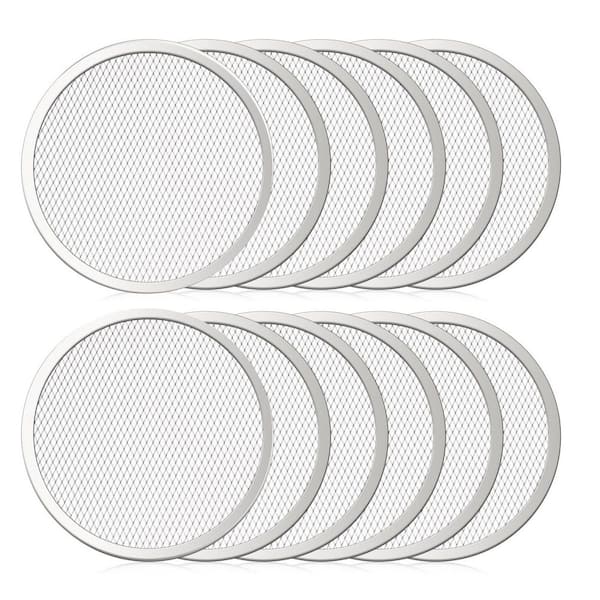 12 Piece Aluminum Mesh Pizza Screen Pan Bulk Nonstick Baking Tray for Oven Kitchen Restaurant Cooking
