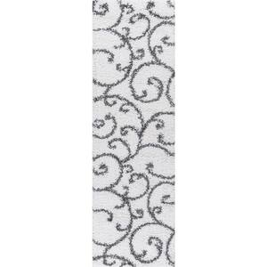 Tayse Rugs Soho Shag Floral White 9 Ft. X 12 Ft. Indoor Area Rug 