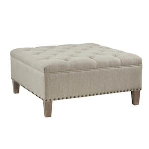 Alice Taupe Fabric Tufted Square Cocktail Ottoman