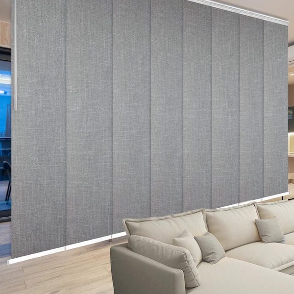 EMOH Adelais 130 in. - 175 in. W x 94 in. L Adjustable 8- Panel White Double Rail Panel Track with 23.5 in. Slates