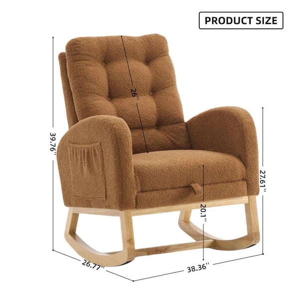 Nestfair Caramel Accent Rocking High-Back Rocker Sofa Armchair