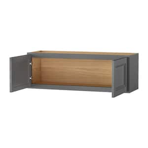 Keyport Shaker 36 in. W x 12 in. D x 12 in. H Plywood Ready To Assemble Wall Bridge Kitchen Cabinet in Charcoal