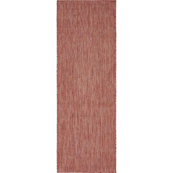 Unique Loom Outdoor Solid Rust Red 2' 0 x 6' 0 Runner Rug