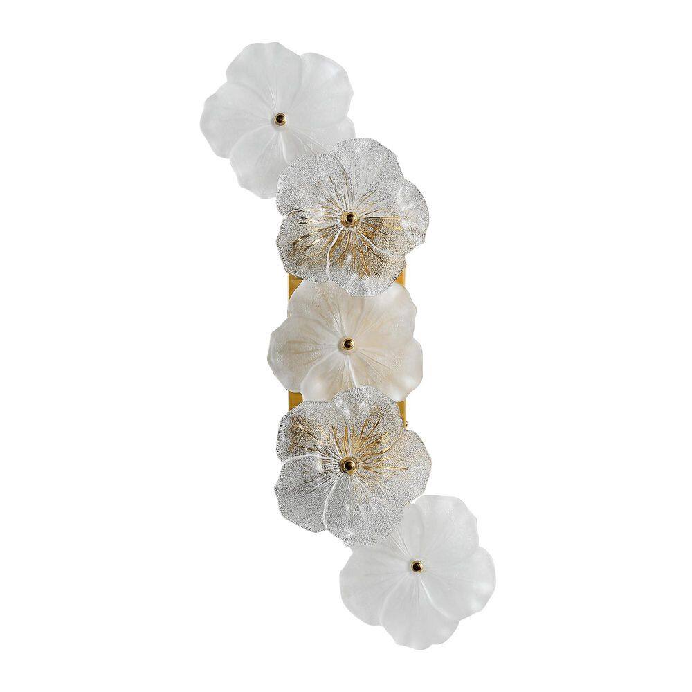 21 in. 4 Light Modern Gold Wall Sconces Adjustable G9 Base Vanity Light Fixture For Bedroom with 5 Glass Flower Decor price history on PriceWatchPro