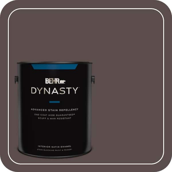 BEHR DYNASTY 1 gal. #ECC-28-3 Charred Hickory Satin Enamel Interior Stain-Blocking Paint & Primer