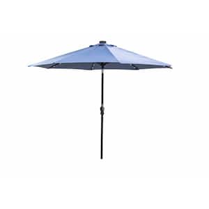 9 ft. Aluminum Market Solar Patio Umbrella in Blue