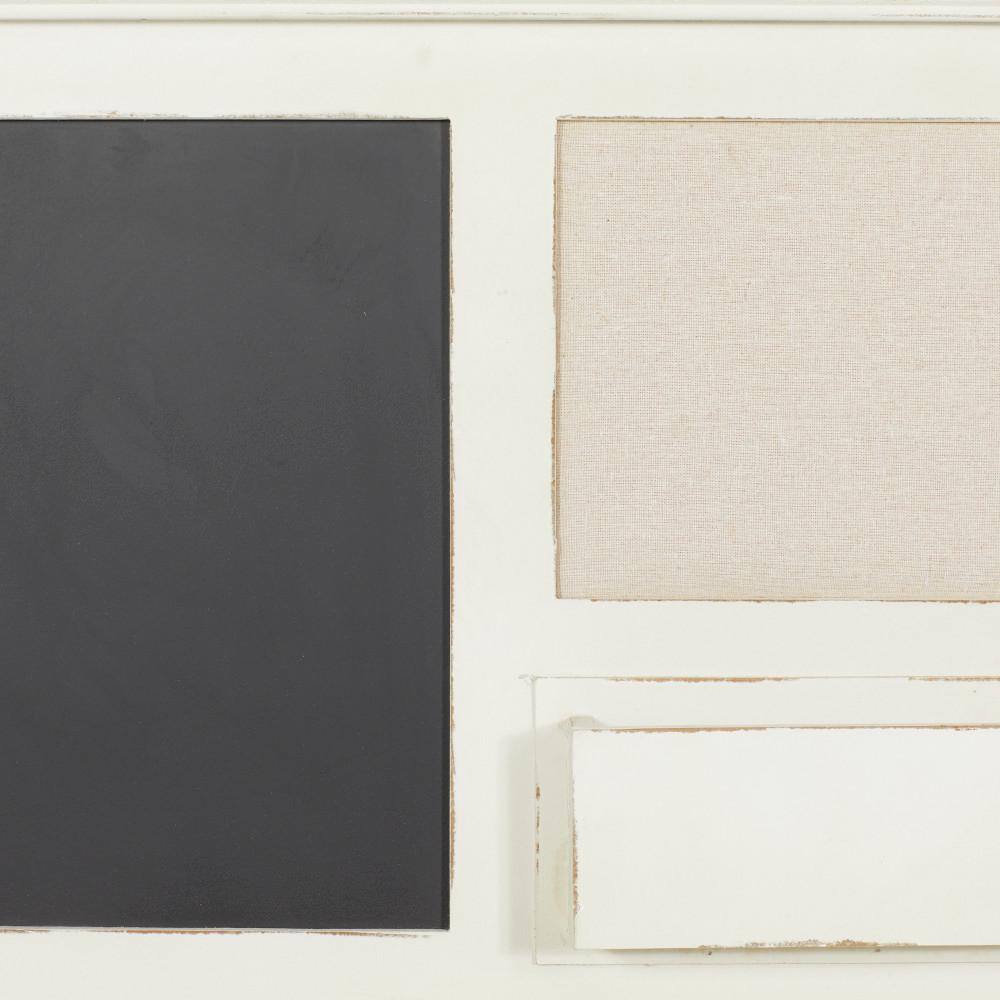 White Wood Nautical Wall Shelf with Chalkboard and Hooks