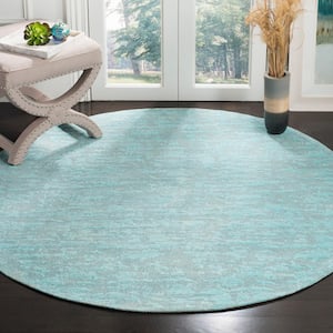 Marbella Blue/Turquoise 6 ft. x 6 ft. Round Solid Area Rug