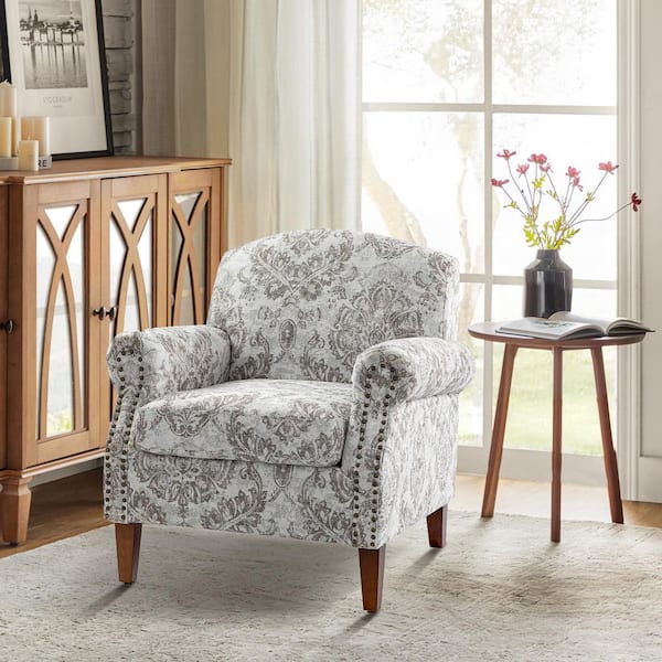 JAYDEN CREATION Gianluigi Beige Armchair with Nailhead Trims