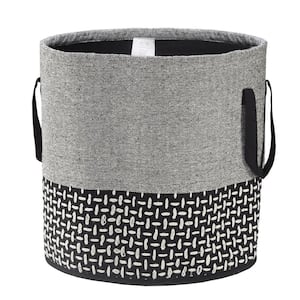 Amara Modern Gray / Black Monochromatic Embroidered Decorative Storage Basket