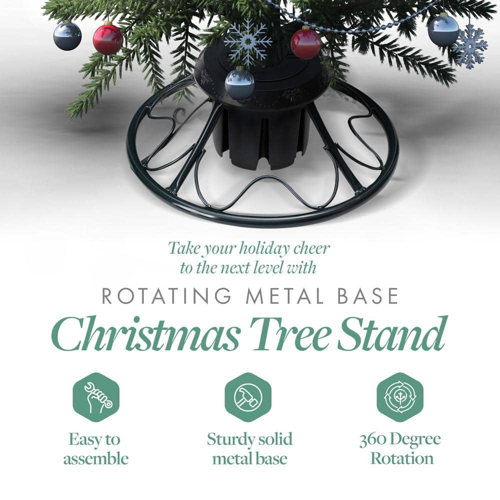 Home Heritage 22-Inch Black Metal Rotating Christmas Tree Stand