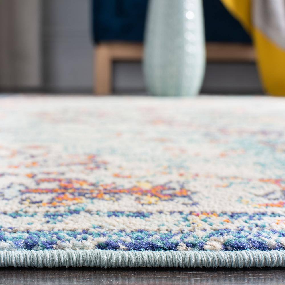 Madison Navy and Light Blue Synthetic Runner Rug, 2'2" x 6'