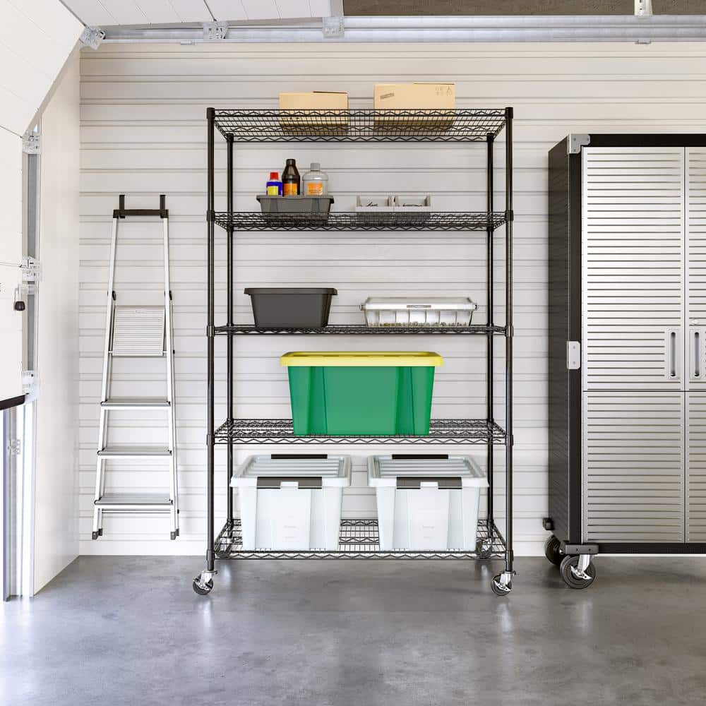UltraDurable Black Adjustable Steel Wire Shelving Unit, 5-Tier